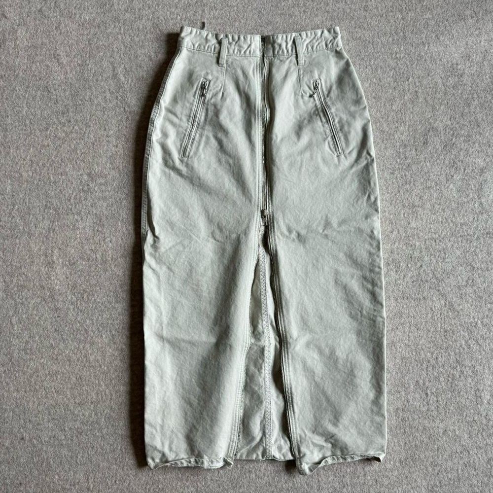 MAC woman denim / jean khaki long maxi high waisted skirt with zipper